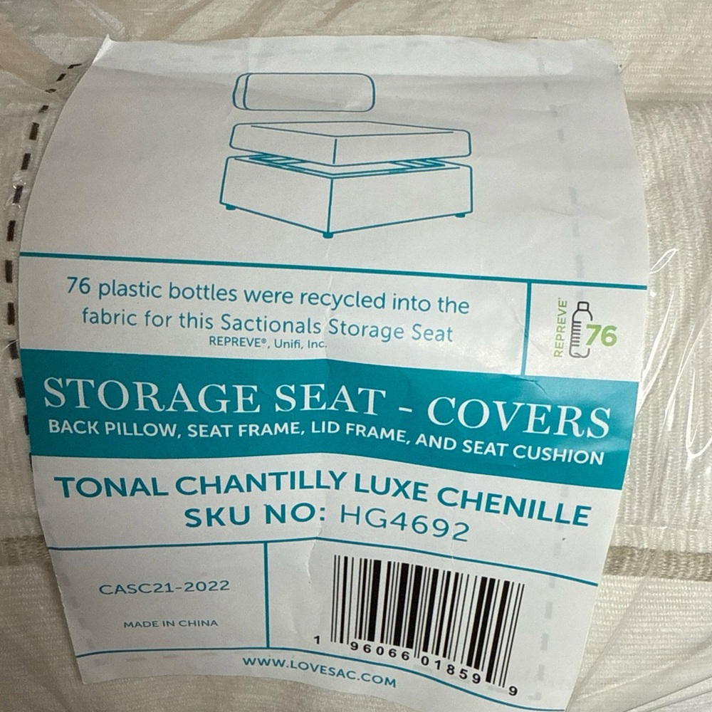 Lovesac Seat Cover Set: Tonal Chantilly Luxe Chenille CSTM bundle - Picture 4 of 8
